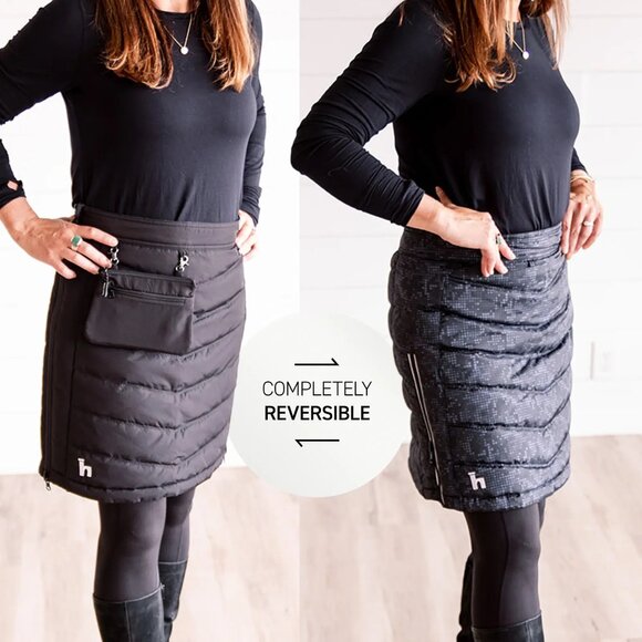 Heime-Made Minne Skirt Sport Reversible Gray Puffer Kilt Skiing Hiking XL NEW - Picture 11 of 12